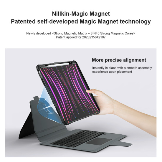 iPad Air 13 2024/Pro 12.9 2020/2021/2022 Магнитен калъф с клавиатураи тъчпад iPad Air 13 2024/Pro 12.9 2020/2021/2022 Магнитен калъф с клавиатураи тъчпад