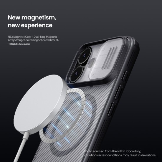 iPhone 17 магнитен твърд гръб със защита на камерата прозрачно черен