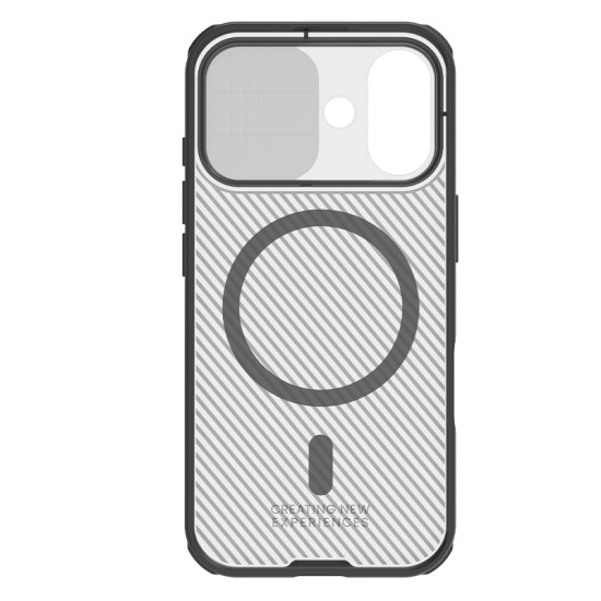 iPhone 17 магнитен твърд гръб със защита на камерата прозрачно черен