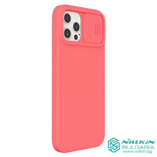 iPhone 12 Pro Max силиконов калъф със защита на камерата прасковено розово