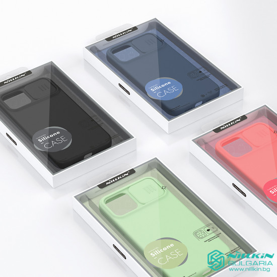 iPhone 12 Pro Max силиконов калъф със защита на камерата прасковено розово