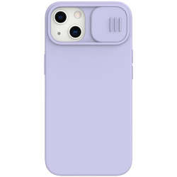 iPhone 13 силиконов магнитен калъф със защита на камерата лилав