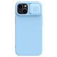 iPhone 14 силиконов магнитен калъф със защита на камерата син