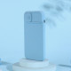 iPhone 14 силиконов магнитен калъф със защита на камерата син