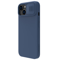 iPhone 14 силиконов калъф със защита на камерата син