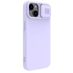 iPhone 14 силиконов калъф със защита на камерата виолетов