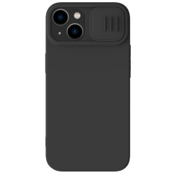 iPhone 14 силиконов калъф със защита на камерата черен