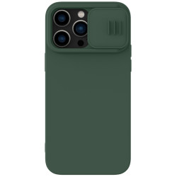 iPhone 14 Pro силиконов магнитен калъф със защита на камерата тъмно зелен