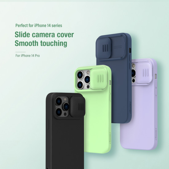 iPhone 14 Pro силиконов калъф със защита на камерата син iPhone 14 Pro силиконов калъф със защита на камерата син