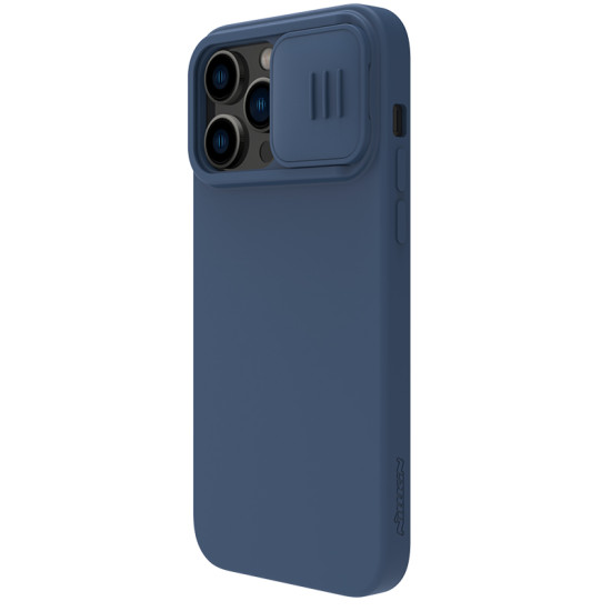 iPhone 14 Pro силиконов калъф със защита на камерата син