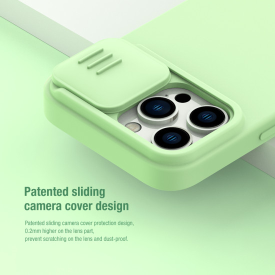 iPhone 14 Pro силиконов калъф със защита на камерата зелен
