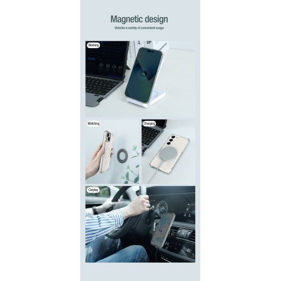 Apple iPhone 15 магнитен Nature TPU Pro силиконов калъф прозрачен Apple iPhone 15 магнитен Nature TPU Pro силиконов калъф прозрачен