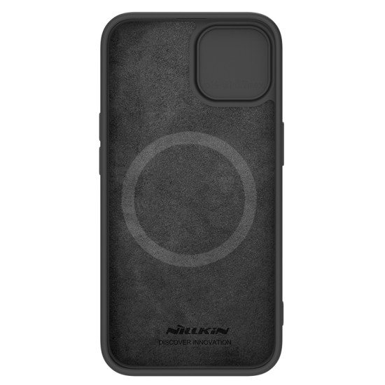 iPhone 15 Plus магнитен силиконов калъф със защита на камерата черен