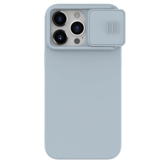iPhone 15 Pro Max силиконов магнитен калъф със защита на камерата сив