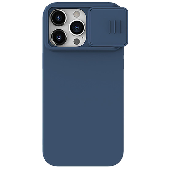 iPhone 15 Pro Max силиконов магнитен калъф със защита на камерата тъмно син