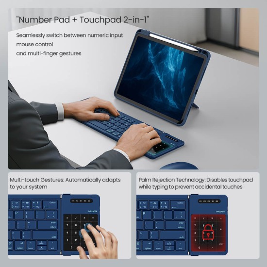 Bluetooth сгъваема клавиатура с тъчпад Nillkin Cube Pocket Black