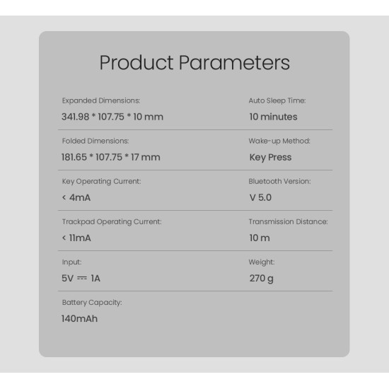 Bluetooth сгъваема клавиатура с тъчпад Nillkin Cube Pocket Grey