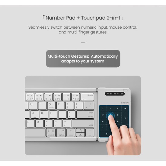 Bluetooth сгъваема клавиатура с тъчпад Nillkin Cube Pocket Grey