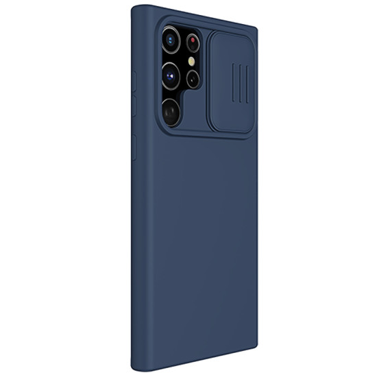 Samsung S22 Ultra силиконов калъф със защита на камерата син Samsung S22 Ultra силиконов калъф със защита на камерата син