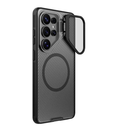 Samsung S26 Ultra CamShield Prop магнитен калъф твърд гръб със защита на камерата прозрачно черен