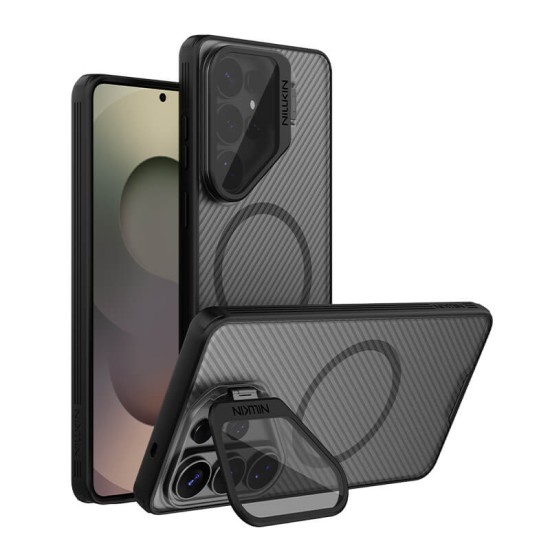 Samsung S26 Ultra CamShield Prop магнитен калъф твърд гръб със защита на камерата прозрачно черен