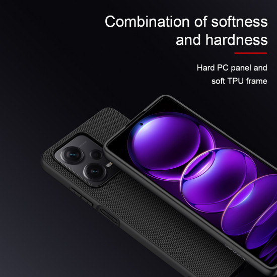 Redmi Note 12 Pro+ 5G текстуриран калъф със защита на камерата Nillkin черен
